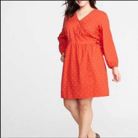 Old Navy Red Floral Wrap Dress Plus Size 3X - Picture 4 of 8